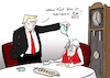 Cartoon: Fünf-Uhr-Tee mit Trump (small) by Pfohlmann tagged karikatur,cartoon,color,farbe,2018,trump,besuch,großbritannien,may,tee,fünf,uhr,bestimmen,uhrzeit,demütigung,brexit,kritik,england,präsident,usa,europareise