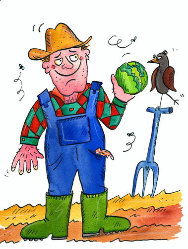 Cartoon: bauer (medium) by sabine voigt tagged bauer,landwirt,bauernhof,kohl,gemüse,ökologie,bio,feld
