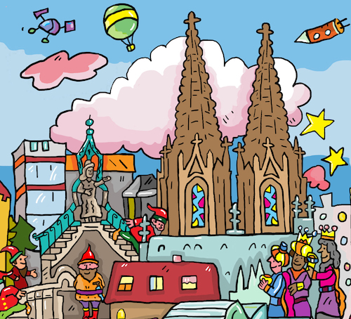 Cartoon: Dom Köln (medium) by sabine voigt tagged dom,köln,rhein,tourismus,museum,kathedrale,kölsch,kirche,mittelalter,gotik