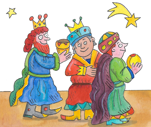 Cartoon: Heilige drei Könige (medium) by sabine voigt tagged weihnachten,heilige,drei,könige,christentum,religion,jesus,kirche,fest,geschenke