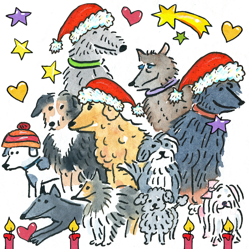 Cartoon: Hunde Winter (medium) by sabine voigt tagged hunde,winter,jesus,krippe,weihnachten,heilige,drei,könige,christentum,religion,kirche,fest,geschenke