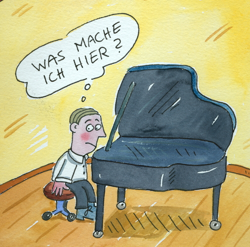 Cartoon: klavie flügel (medium) by sabine voigt tagged klavie,flügel,konzert,lampenfieber,auftritt,angst,musik