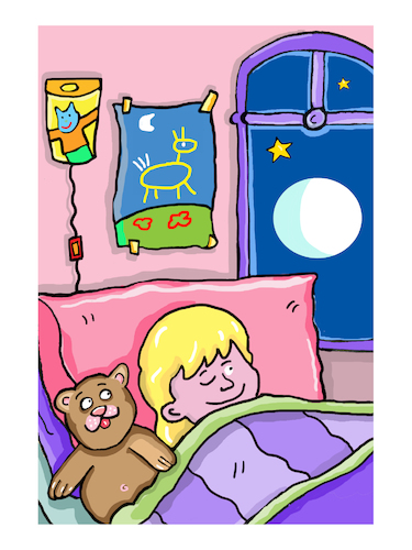 Cartoon: nacht Schlafzimmer mond (medium) by sabine voigt tagged nacht,schlafzimmer,mond,kinderkamer,märchen,angst,gruwel,geschichte,vorlesen,schlafen,kleinkind,erziehung,pädagogik