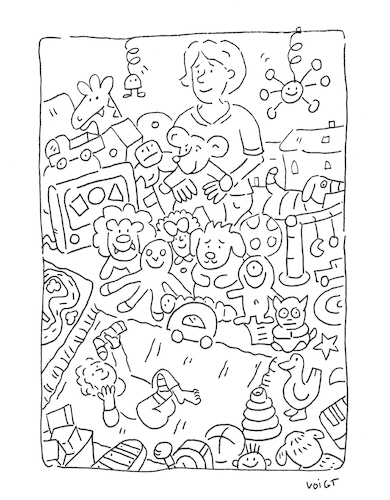 Cartoon: Spielzeug Überdosis (medium) by sabine voigt tagged spielzeug,geschenke,konsum,kinderzimmer,erziehung,eltern,baby,erstausstattung,mutter,socken,spiel,kreativität,überdosis,überreizung,massenware,verzicht,kind,spielzeug,geschenke,konsum,kinderzimmer,erziehung,eltern,baby,erstausstattung,mutter,socken,spiel,kreativität,überdosis,überreizung,massenware,verzicht,kind