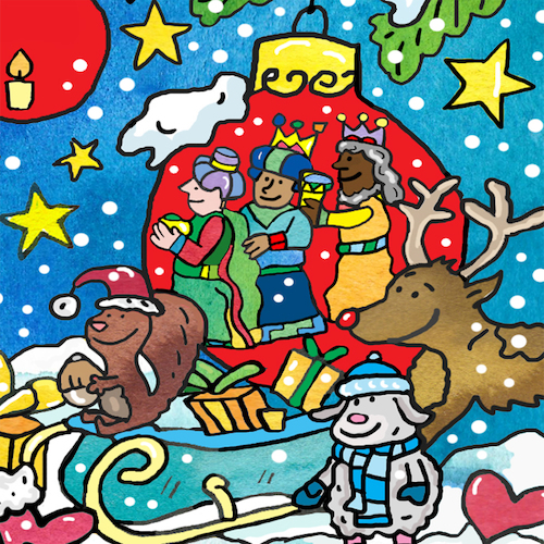 Cartoon: Weihnachten (medium) by sabine voigt tagged weihnachten,weihnachtsmann,schlitten,winter,rentier,elch,geschenke,glauben