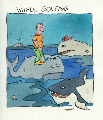Cartoon: whale golfing (medium) by sabine voigt tagged animals,sport,whales
