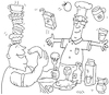 Cartoon: Essen Koch (small) by sabine voigt tagged essen,koch,kochen,diät,wellness,restaurant,wurst,fleisch,vegetarier,veganer