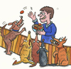 Cartoon: hund füttern (small) by sabine voigt tagged hund,füttern,hunde,essen,zaun,nachbar