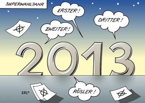 Cartoon: 2013 (medium) by Erl tagged silvester,neujahr,jahr,2013,superwahljahr,bundestagswahl,landtagswahl,sieg,niederlage,partei,cdu,csu,spd,grüne,fdp,vorsitz,philipp,rösler,kritik,führungsschwäche,silvester,neujahr,jahr,2013,superwahljahr,bundestagswahl,landtagswahl,sieg,niederlage,partei,cdu,csu,spd,grüne,fdp,vorsitz,philipp,rösler,kritik,führungsschwäche