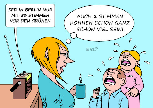 Cartoon: 53 Stimmen (medium) by Erl tagged politik,wiederholung,wahl,berlin,abgeordnetenhaus,amtliches,endergebnis,wahlsieg,cdu,platz,zwei,spd,vorsprung,53,stimmen,bündnis90,die,grünen,wenig,viel,relativ,mutter,kinder,streit,karikatur,erl,politik,wiederholung,wahl,berlin,abgeordnetenhaus,amtliches,endergebnis,wahlsieg,cdu,platz,zwei,spd,vorsprung,53,stimmen,bündnis90,die,grünen,wenig,viel,relativ,mutter,kinder,streit,karikatur,erl