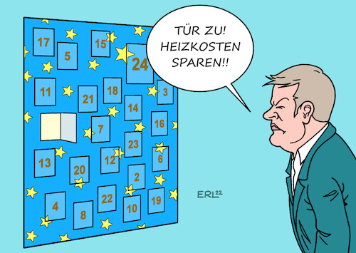 Cartoon: Adventskalender (medium) by Erl tagged politik,vorweihnachtszeit,advent,adventskalender,türchen,öffnen,tür,zu,heizkosten,sparen,gas,knappheit,verteuerung,krieg,russland,ukraine,wirtschaftsminister,robert,habeck,grüne,spartipps,energie,energiesparen,karikatur,erl,politik,vorweihnachtszeit,advent,adventskalender,türchen,öffnen,tür,zu,heizkosten,sparen,gas,knappheit,verteuerung,krieg,russland,ukraine,wirtschaftsminister,robert,habeck,grüne,spartipps,energie,energiesparen,karikatur,erl