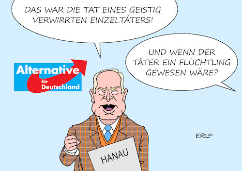 Cartoon: AfD (medium) by Erl tagged politik,gesellschaft,rechtsextremismus,terrorismus,rechtsterrorismus,hass,hetze,worte,taten,gewalt,mord,anschlag,hanau,halle,kassel,walter,lübcke,rassismus,nationalismus,gefahr,bedrohung,demokratie,rolle,afd,aussagen,höcke,gauland,vogelschiss,abwiegeln,einzeltäter,karikatur,erl,politik,gesellschaft,rechtsextremismus,terrorismus,rechtsterrorismus,hass,hetze,worte,taten,gewalt,mord,anschlag,hanau,halle,kassel,walter,lübcke,rassismus,nationalismus,gefahr,bedrohung,demokratie,rolle,afd,aussagen,höcke,gauland,vogelschiss,abwiegeln,einzeltäter,karikatur,erl