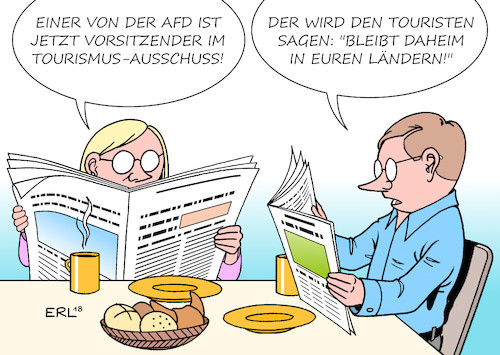 Cartoon: AfD Ausschuss-Vorsitz (medium) by Erl tagged politik,bundestag,afd,opposition,größte,oppositionspartei,auschuss,vorsitz,tourismusausschuss,haushaltsausschuss,rechtsausschuss,rechtspopulismus,nationalismus,fremdenfeindlichkeit,abschottung,karikatur,erl,politik,bundestag,afd,opposition,größte,oppositionspartei,auschuss,vorsitz,tourismusausschuss,haushaltsausschuss,rechtsausschuss,rechtspopulismus,nationalismus,fremdenfeindlichkeit,abschottung,karikatur,erl