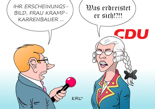 Cartoon: AKK (medium) by Erl tagged politik,cdu,annegret,kramp,karrenbauer,kommunikation,junge,generation,digital,natives,internet,social,media,erscheinungsbild,antiquiert,bevormundung,meinungsfreiheit,perücke,alter,zopf,karikatur,erl,politik,cdu,annegret,kramp,karrenbauer,kommunikation,junge,generation,digital,natives,internet,social,media,erscheinungsbild,antiquiert,bevormundung,meinungsfreiheit,perücke,alter,zopf,karikatur,erl