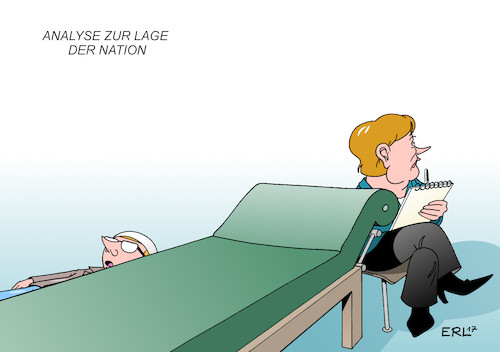 Cartoon: Analyse zu Lage der Nation (medium) by Erl tagged bundestagswahl,2017,wahl,analyse,wähler,bürger,unverstanden,gefühl,abgehängt,entfremdung,spaltung,deutschland,deutsche,einheit,psychoanalyse,lage,der,nation,psychologie,psychotherapie,bundeskanzlerin,angela,merkel,politikerin,politiker,karikatur,erl,bundestagswahl,2017,wahl,analyse,wähler,bürger,unverstanden,gefühl,abgehängt,entfremdung,spaltung,deutschland,deutsche,einheit,psychoanalyse,lage,der,nation,psychologie,psychotherapie,bundeskanzlerin,angela,merkel,politikerin,politiker,karikatur,erl