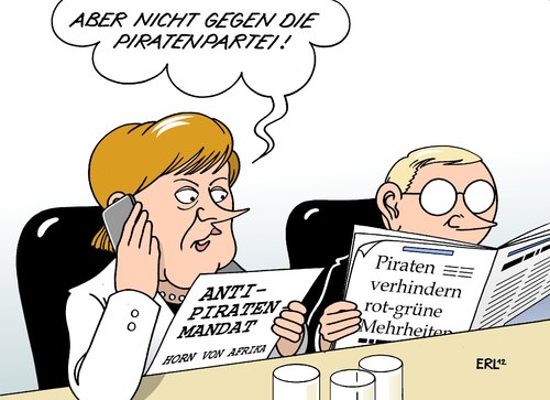 Cartoon: Anti-Piraten-Mandat (medium) by Erl tagged piraten,horn,von,afrika,mandat,bundeswehr,bekämpfung,bundeskabinett,bundeskanzlerin,angela,merkel,regierung,koalition,cdu,csu,fdp,opposition,spd,grüne,rot,grün,konkurrenz,piratenpartei,umfrage,piraten,afrika,mandat,bundeswehr,bekämpfung,bundeskabinett,bundeskanzlerin,merkel