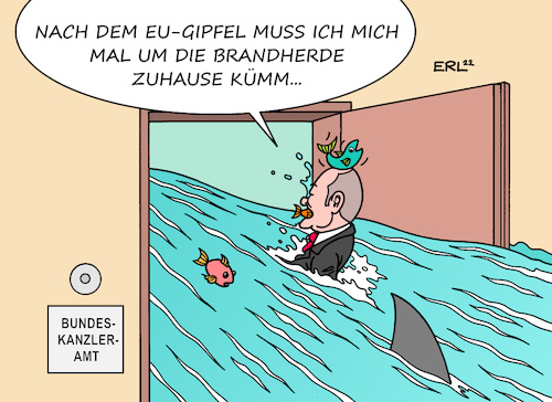 Cartoon: Aquarium I (medium) by Erl tagged politik,berlin,hotel,aquarium,platzen,fische,wasser,zerstörung,wasserschaden,bundeskanzler,olaf,scholz,rückkehr,eu,gipfel,probleme,deutschland,zuhause,karikatur,erl,politik,berlin,hotel,aquarium,platzen,fische,wasser,zerstörung,wasserschaden,bundeskanzler,olaf,scholz,rückkehr,eu,gipfel,probleme,deutschland,zuhause,karikatur,erl