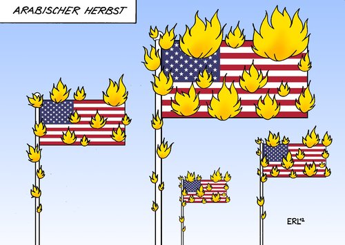 Cartoon: Arabischer Herbst (medium) by Erl tagged arabisch,frühling,herbst,revolution,diktatur,demokratie,meinungsfreiheit,pressefreiheit,film,mohammed,provokation,gewalt,mord,botschaften,brand,islam,islamismus,flagge,usa,arabisch,frühling,herbst,revolution,diktatur,demokratie,meinungsfreiheit,pressefreiheit,film,mohammed,provokation,gewalt,mord,botschaften,brand,islam,islamismus,flagge,usa