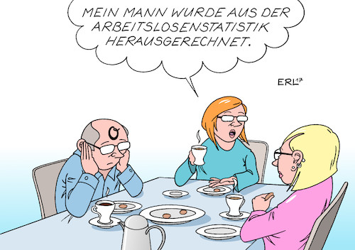 Cartoon: Arbeitslosigkeit (medium) by Erl tagged arbeitslosigkeit,statistik,rückgang,zunahme,berechnung,tricks,langzeitarbeitslosigkeit,minijob,euro,job,umschulung,bundesagentur,für,arbeit,mann,frau,karikatur,erl,arbeitslosigkeit,statistik,rückgang,zunahme,berechnung,tricks,langzeitarbeitslosigkeit,minijob,euro,job,umschulung,bundesagentur,für,arbeit,mann,frau,karikatur,erl