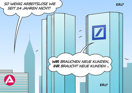 Cartoon: Arbeitslosigkeit Deutsche Bank (medium) by Erl tagged erl,karikatur,cryan,john,arbeitslose,einschnitte,kahlschlag,streichung,stellen,entlassungen,bank,deutsche,wenig,kunden,rekordtief,zahlen,arbeitsagentur,arbeit,für,bundesagentur,arbeitslosigkeit,arbeitslosigkeit,bundesagentur,für,arbeit,arbeitsagentur,zahlen,rekordtief,kunden,wenig,deutsche,bank,entlassungen,stellen,streichung,kahlschlag,einschnitte,arbeitslose,john,cryan,karikatur,erl