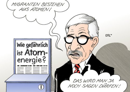 Cartoon: Atom Sarrazin (medium) by Erl tagged atomenergie,atom,atomkraft,atomkraftwerk,laufzeit,verlängerung,gefahr,sarrazin,thesen,vermischung,wirr,halbwahrheit,binsenweisheit,migration,migranten,atomenergie,atomkraft,atomkraftwerk,laufzeit,verlängerung,gefahr,thilo sarrazin,vermischung,wirr,binsenweisheit,migration,halbwahrheit,migranten,thilo,sarrazin