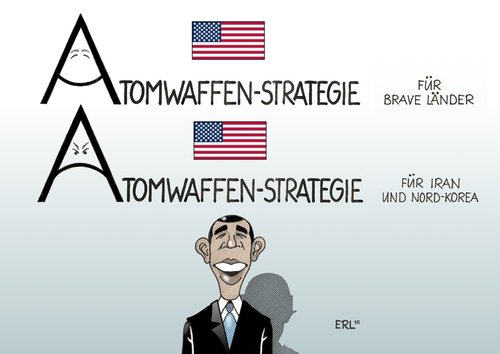 Cartoon: Atomwaffen-Strategie (medium) by Erl tagged usa,obama,atomwaffen,strategie,unterschied,iran,nordkorea,usa,barack obama,atomwaffen,strategie,unterschied,iran,nordkorea,waffen,militär,korea,krieg,verteidigung,barack,obama