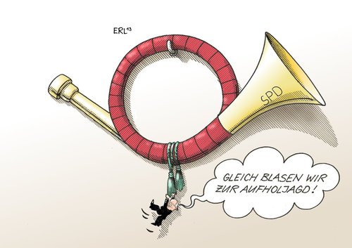 Cartoon: Aufholjagd (medium) by Erl tagged spd,wahlkampf,umfragetief,kanzlerkandidat,peer,steinbrück,pannen,aufholjagd,horn,spd,wahlkampf,umfragetief,kanzlerkandidat,peer,steinbrück,pannen,aufholjagd,horn