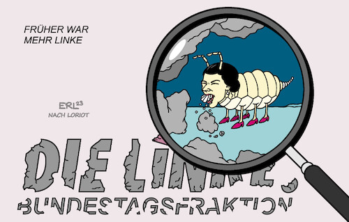 Cartoon: Auflösung der Linksfraktion (medium) by Erl tagged politik,auflösung,linksfraktion,bundestag,zahl,abgeordnete,grund,austritt,sahra,wagenknecht,partei,gründung,verein,ziel,parteigründung,erosion,stein,steinlaus,sketch,loriot,karikatur,erl,politik,auflösung,linksfraktion,bundestag,zahl,abgeordnete,grund,austritt,sahra,wagenknecht,partei,gründung,verein,ziel,parteigründung,erosion,stein,steinlaus,sketch,loriot,karikatur,erl