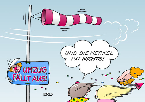 Cartoon: Ausfall (medium) by Erl tagged willkommen,flüchtlinge,flüchtlingskrise,merkel,schuld,wutbürger,unzufriedenheit,machtlosigkeit,gewalt,höhere,orkan,wind,sturm,absage,ausfall,umzüge,umzug,fasching,fastnacht,karneval,obergrenze,narren,jecken,karikatur,erl,karneval,fastnacht,fasching,umzug,umzüge,ausfall,absage,sturm,wind,orkan,höhere,gewalt,machtlosigkeit,unzufriedenheit,wutbürger,schuld,merkel,flüchtlingskrise,flüchtlinge,willkommen,obergrenze,narren,jecken,karikatur,erl