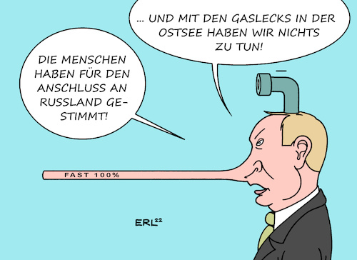 Cartoon: Auswüchse (medium) by Erl tagged politik,krieg,angriff,überfall,wladimir,putin,russland,ukraine,referendum,anschluss,annexion,ergebnis,lüge,gas,knappheit,verteuerung,lieferstopp,pipeline,gaspipeline,nord,stream,sabotage,kreml,dementi,nase,pinocchio,boot,periskop,sehrohr,karikatur,erl,politik,krieg,angriff,überfall,wladimir,putin,russland,ukraine,referendum,anschluss,annexion,ergebnis,lüge,gas,knappheit,verteuerung,lieferstopp,pipeline,gaspipeline,nord,stream,sabotage,kreml,dementi,nase,pinocchio,boot,periskop,sehrohr,karikatur,erl