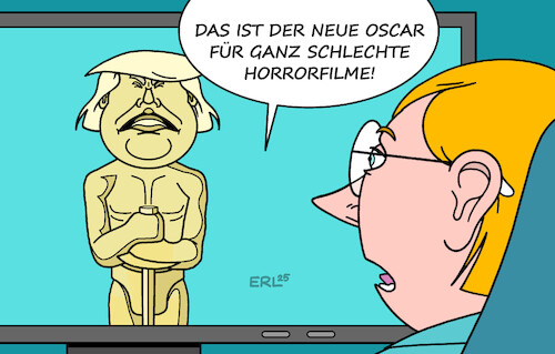 Cartoon: Bad Oscar (medium) by Erl tagged politik,usa,donald,trump,zerstörung,demokratie,allianz,westen,oscar,horrorfilm,karikatur,erl,politik,usa,donald,trump,zerstörung,demokratie,allianz,westen,oscar,horrorfilm,karikatur,erl