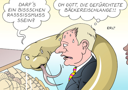 Cartoon: Bäckereischlange (medium) by Erl tagged politik,fdp,liberale,parteitag,parteichef,christian,lindner,rede,zuwanderung,einwanderung,einwanderungsgesetz,unterscheidung,flüchtlinge,asylsuchende,illegale,bäckerei,warteschlange,schlange,unbehagen,angst,schielen,wähler,afd,rechtspopulismus,rassismus,nationalismus,karikatur,erl,politik,fdp,liberale,parteitag,parteichef,christian,lindner,rede,zuwanderung,einwanderung,einwanderungsgesetz,unterscheidung,flüchtlinge,asylsuchende,illegale,bäckerei,warteschlange,schlange,unbehagen,angst,schielen,wähler,afd,rechtspopulismus,rassismus,nationalismus,karikatur,erl