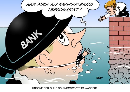 Cartoon: Banken (medium) by Erl tagged krise,schulden,banken,griechenland,euro,eu,rettung,insolvenz,pleite,milliarden,merkel,krise,schulden,banken,griechenland,euro,eu,rettung,insolvenz,pleite,milliarden,merkel