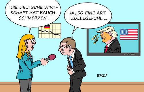 Cartoon: Bauchgefühle (medium) by Erl tagged politik,usa,wahl,sieger,präsident,donald,trump,zölle,bauchschmerzen,deutschland,wirtschaft,karikatur,erl,politik,usa,wahl,sieger,präsident,donald,trump,zölle,bauchschmerzen,deutschland,wirtschaft,karikatur,erl