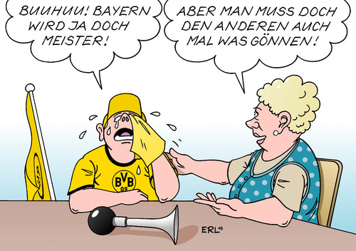 Cartoon: Bayern München (medium) by Erl tagged sport,fußball,bundesliga,start,dominanz,bayern,münchen,meisterschaft,geld,übermacht,verfolger,borussia,dortmund,fan,trost,mutter,verein,fußballverein,karikatur,erl,sport,fußball,bundesliga,start,dominanz,bayern,münchen,meisterschaft,geld,übermacht,verfolger,borussia,dortmund,fan,trost,mutter,verein,fußballverein,karikatur,erl