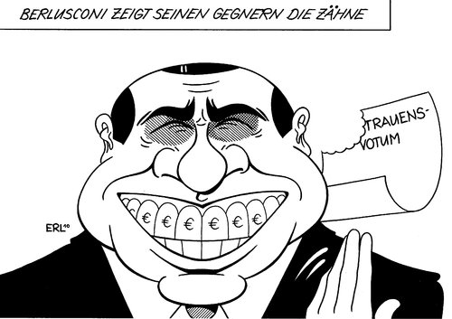 Cartoon: Berlusconi (medium) by Erl tagged silvio berlusconi,italien,misstrauensvotum,sieg,geld,macht,medien,bestechung,demokratie,justiz,silvio,berlusconi