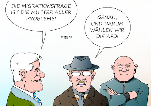 Cartoon: Bestärkung (medium) by Erl tagged illustration,politik,innenminister,horst,seehofer,csu,interview,migration,migrationsfrage,mutter,aller,probleme,wasser,mühlen,afd,rechtspopulisten,rechtsextremisten,rechtspopulismus,rechtsextremismus,fremdenfeindlichkeit,rassismus,kritik,angela,merkel,flüchtlingspolitik,flüchtlinge,verunsicherung,chemnitz,auschreitungen,karikatur,erl,illustration,politik,innenminister,horst,seehofer,csu,interview,migration,migrationsfrage,mutter,aller,probleme,wasser,mühlen,afd,rechtspopulisten,rechtsextremisten,rechtspopulismus,rechtsextremismus,fremdenfeindlichkeit,rassismus,kritik,angela,merkel,flüchtlingspolitik,flüchtlinge,verunsicherung,chemnitz,auschreitungen,karikatur,erl