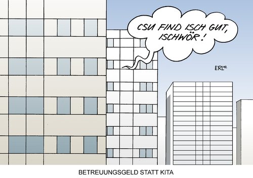 Cartoon: Betreungsgeld statt Kita (medium) by Erl tagged sozial,kind,vater,mutter,familie,geld,ausbau,kinderkrippe,kindertagesstätte,kita,fdp,cdu,gelb,schwarz,koalition,regierung,wählerstimmen,wähler,konservativ,csu,betreuungsgeld,benachteiligt,betreuungsgeld,csu,konservativ,wähler,wählerstimmen,regierung,koalition,schwarz,cdu,fdp,kita,kindertagesstätte