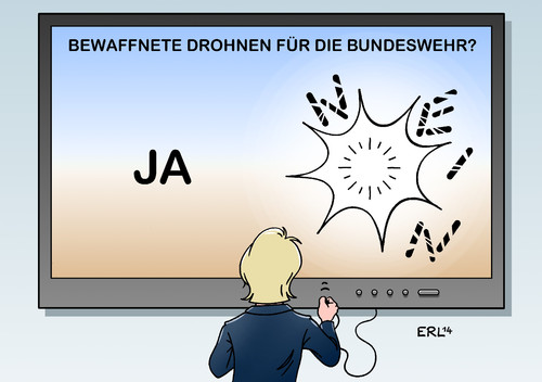 Cartoon: Bewaffnete Drohnen (medium) by Erl tagged bundeswehr,deutschland,militär,waffen,bewaffnung,drohne,drohnen,unbewaffnet,bewaffnet,anschaffung,töten,tod,computer,bildschirm,verteidigungsministerin,von,der,leyen,bundeswehr,deutschland,militär,waffen,bewaffnung,drohne,drohnen,unbewaffnet,bewaffnet,anschaffung,töten,tod,computer,bildschirm,verteidigungsministerin,von,der,leyen