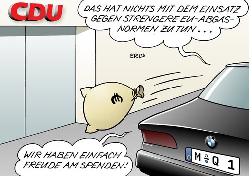 Cartoon: BMW-Spende (medium) by Erl tagged aktiengesellschaft,großaktionär,familie,quandt,klimaerwärmung,klimawandel,umweltschutz,umwelt,autoindustrie,lobbyarbeit,lobby,verschiebung,streng,abgasnorm,eu,cdu,spende,konzern,auto,bmw,partei,parteispende,bmw,auto,konzern,spende,cdu,eu,abgasnorm,streng,verschiebung,lobby,lobbyarbeit,autoindustrie,umwelt,umweltschutz,klimawandel,klimaerwärmung,quandt,familie,großaktionär,aktiengesellschaft