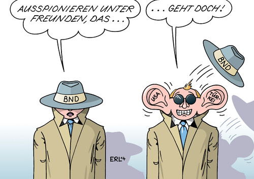 Cartoon: BND (medium) by Erl tagged bnd,geheimdienst,deutschland,abhören,ausspähen,ausspionieren,freunde,usa,türkei,spion,spionage,aufregung,nsa,abhöraffäre,smartphone,bundeskanzlerin,angela,merkel,bnd,geheimdienst,deutschland,abhören,ausspähen,ausspionieren,freunde,usa,türkei,spion,spionage,aufregung,nsa,abhöraffäre,smartphone,bundeskanzlerin,angela,merkel