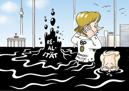 Cartoon: BP (medium) by Erl tagged bp,öl,ölpest,golf,mexiko,leck,abdichten,panik,katastrophe,merkel,westerwelle,schwarzgelb,cdu,csu,fdp,bundespolitik,realität,einbruch,bp,öl,ölpest,golf von mexiko,abdichten,panik,katastrophe,angela merkel,guido westerwelle,cdu,csu,fdp,bundespolitik,realität,einbruch,umwelt,golf,von,mexiko,angela,merkel,guido,westerwelle