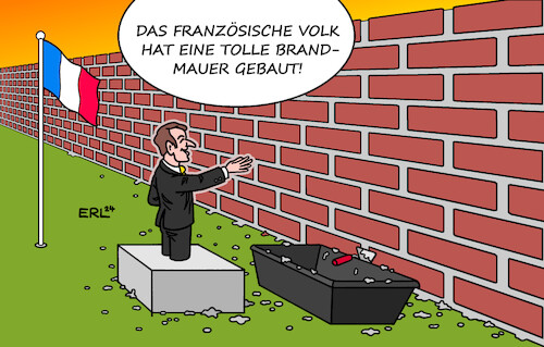 Cartoon: Brandmauer (medium) by Erl tagged politik,wahl,parlament,frankreich,sieger,nouveau,front,populaire,bündnis,linksgrün,zweiter,ensemble,partei,präsident,emmanuel,macron,dritter,rassemblement,national,rechtspopulismus,rechtsextremismus,marine,le,pen,französisches,volk,bau,brandmauer,denkzettel,betonschuhe,karikatur,erl,politik,wahl,parlament,frankreich,sieger,nouveau,front,populaire,bündnis,linksgrün,zweiter,ensemble,partei,präsident,emmanuel,macron,dritter,rassemblement,national,rechtspopulismus,rechtsextremismus,marine,le,pen,französisches,volk,bau,brandmauer,denkzettel,betonschuhe,karikatur,erl