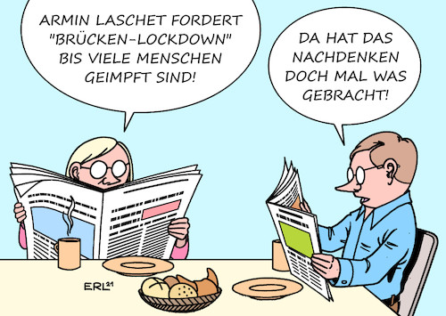 Cartoon: Brücken-Lockdown (medium) by Erl tagged politik,corona,virus,pandemie,covid19,lockdown,lockerung,öffnung,anstieg,fallzahlen,infektionen,dritte,welle,impfen,impfung,langsam,cdu,vorsitzender,armin,laschet,zögern,zaudern,nachdenken,ergebnis,brückenlockdown,karikatur,erl,politik,corona,virus,pandemie,covid19,lockdown,lockerung,öffnung,anstieg,fallzahlen,infektionen,dritte,welle,impfen,impfung,langsam,cdu,vorsitzender,armin,laschet,zögern,zaudern,nachdenken,ergebnis,brückenlockdown,karikatur,erl