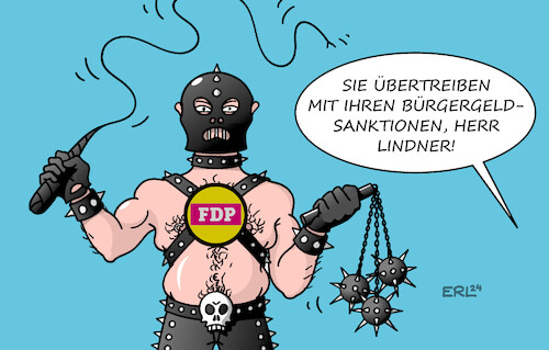 Cartoon: Bürgergeldsanktionen (medium) by Erl tagged politik,arbeitslosigkeit,bürgergeld,finanzminister,christian,lindner,plan,sanktionen,verweigerung,aufnahme,arbeit,angebot,peitsche,morgenstern,sado,maso,karikatur,erl,politik,arbeitslosigkeit,bürgergeld,finanzminister,christian,lindner,plan,sanktionen,verweigerung,aufnahme,arbeit,angebot,peitsche,morgenstern,sado,maso,karikatur,erl