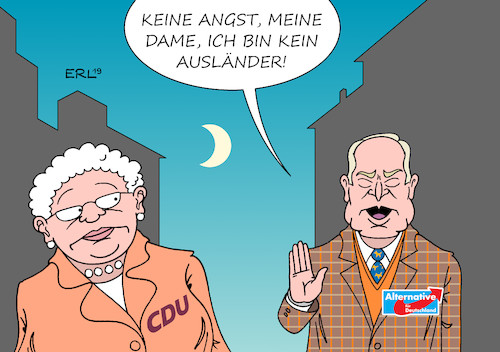 Cartoon: Bürgerliche Volkspartei (medium) by Erl tagged politik,landtagswahl,brandenburg,sachsen,stärkung,afd,rechtspopulismus,rechtsextremismus,fremdenfeindlichkeit,selbstwahrnehmung,bürgerlich,volkspartei,gauland,koalition,cdu,karikatur,erl,politik,landtagswahl,brandenburg,sachsen,stärkung,afd,rechtspopulismus,rechtsextremismus,fremdenfeindlichkeit,selbstwahrnehmung,bürgerlich,volkspartei,gauland,koalition,cdu,karikatur,erl