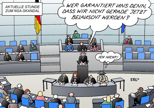 Cartoon: Bundestag NSA (medium) by Erl tagged nsa,geheimdienst,usa,überwachung,ausspähaffäre,skandal,internet,telefon,smartphone,daten,eu,deutschland,bundeskanzlerin,angela,merkel,no,spy,abkommen,debatte,bundestag,aktuell,stunde,karikatur,erl,nsa,geheimdienst,usa,überwachung,ausspähaffäre,skandal,internet,telefon,smartphone,daten,eu,deutschland,bundeskanzlerin,angela,merkel,no,spy,abkommen,debatte,bundestag,aktuell,stunde