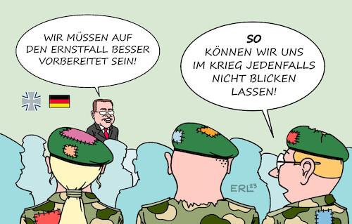 Cartoon: Bundeswehr (medium) by Erl tagged politik,militär,deutschland,bundeswehr,marode,nicht,verteidigungsfähig,verteidigungsminister,boris,pistorius,spd,kriegstüchtig,ernstfall,krieg,russland,ukraine,nahost,krisen,karikatur,erl,politik,militär,deutschland,bundeswehr,marode,nicht,verteidigungsfähig,verteidigungsminister,boris,pistorius,spd,kriegstüchtig,ernstfall,krieg,russland,ukraine,nahost,krisen,karikatur,erl