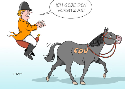 Cartoon: CDU-Vorsitz (medium) by Erl tagged politik,bundeskanzlerin,angela,merkel,landtagswahl,bayern,hessen,verluste,ursache,bundespolitik,große,koalition,groko,konsequenz,abgabe,cdu,vorsitz,partei,vorsitzende,macht,verfall,machtverfall,kanzlerinnendämmerung,karikatur,erl,politik,bundeskanzlerin,angela,merkel,landtagswahl,bayern,hessen,verluste,ursache,bundespolitik,große,koalition,groko,konsequenz,abgabe,cdu,vorsitz,partei,vorsitzende,macht,verfall,machtverfall,kanzlerinnendämmerung,karikatur,erl