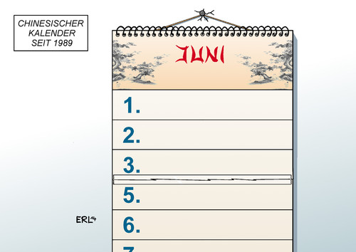 Cartoon: Chinesischer Kalender (medium) by Erl tagged chinesischer,kalender,china,1989,massaker,platz,de,himmlischen,friedens,studenten,protest,freiheit,demokratie,niederschlagung,panzer,militär,gedenken,vergessen,verdrängen,totschweigen,vierter,juni,chinesischer,kalender,china,1989,massaker,platz,de,himmlischen,friedens,studenten,protest,freiheit,demokratie,niederschlagung,panzer,militär,gedenken,vergessen,verdrängen,totschweigen,vierter,juni